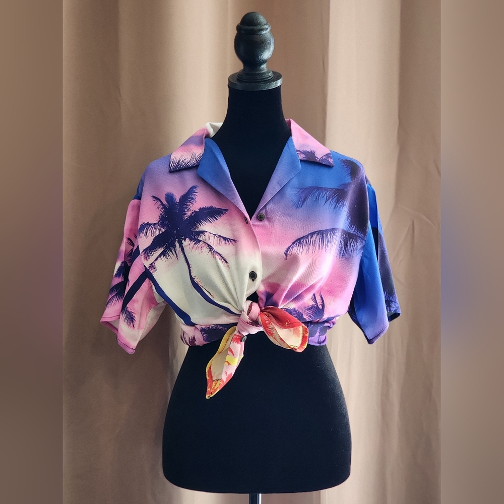 Wild Fable - Multi Color Sunset Palm Button-Down Shirt - Size XS - NWT